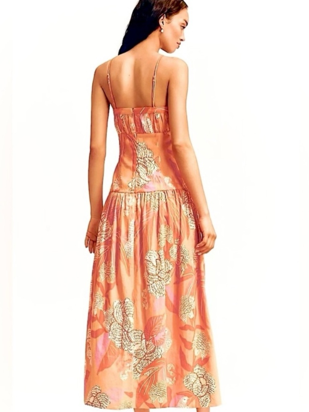FARM Rio x Anthropologie Linen Blend Strapless Drop-Waist Maxi Dress Size XL - Picture 3 of 16